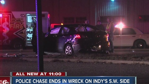 Police chase ends in crash on Indy's southwest side