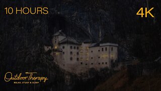 Stormy Night at Predjama Castle | 10 HOURS of Rolling Thunder & Rain Sounds Ambience for SLEEP