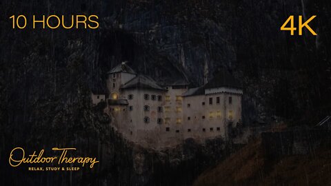 Stormy Night at Predjama Castle | 10 HOURS of Rolling Thunder & Rain Sounds Ambience for SLEEP