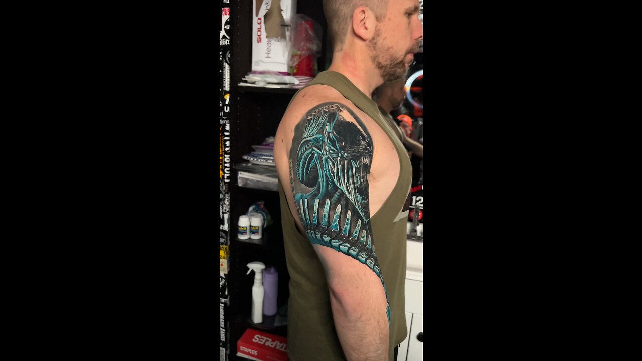 Xenomorph sleeve in progress. Mostly healed