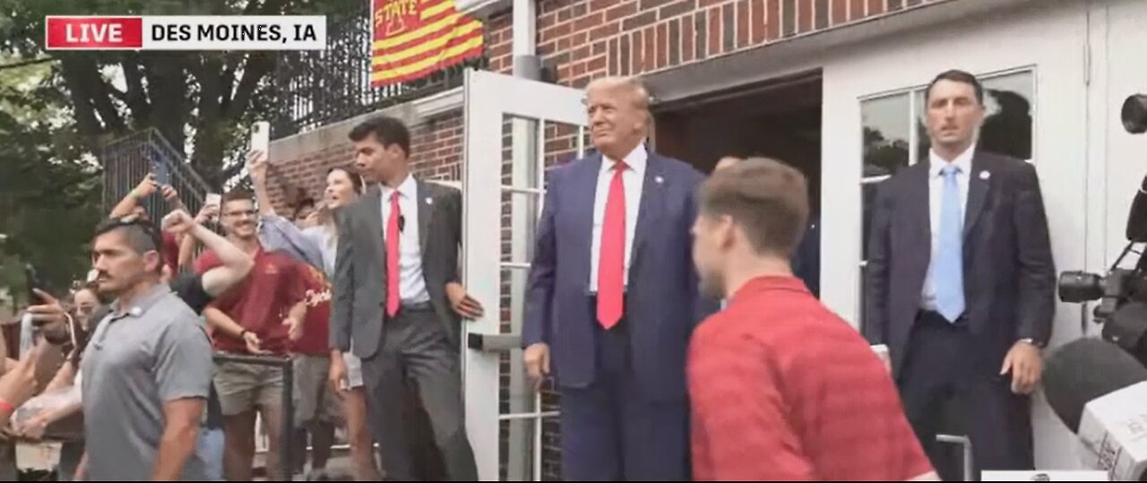 Trump at Iowa Frat House before Iowa Game