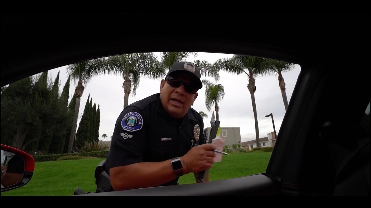 A police officer telling a lambo owner to not think cuz it'll get him into trouble