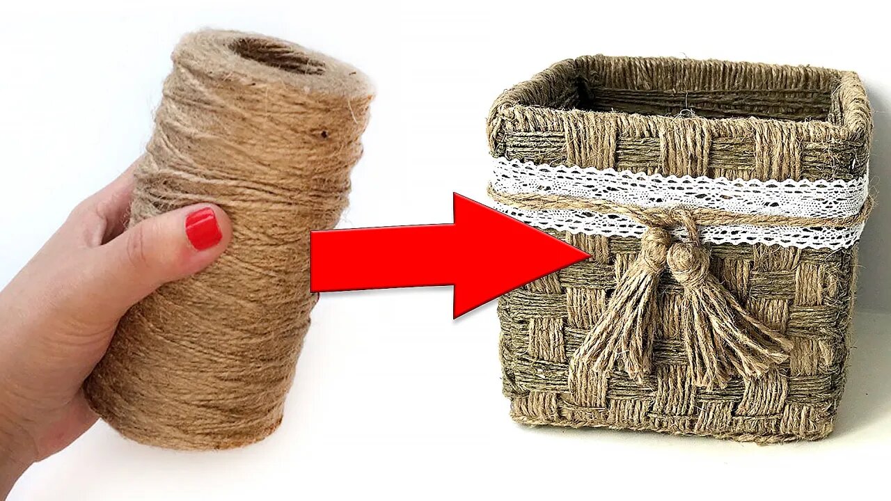 DIY Wicker basket with Jute Rope and Cardboard | Jute Rope Basket | Jute weave