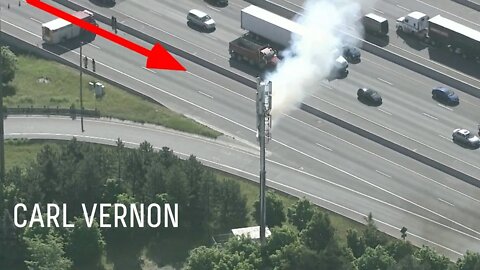 5G tower randomly catches fire