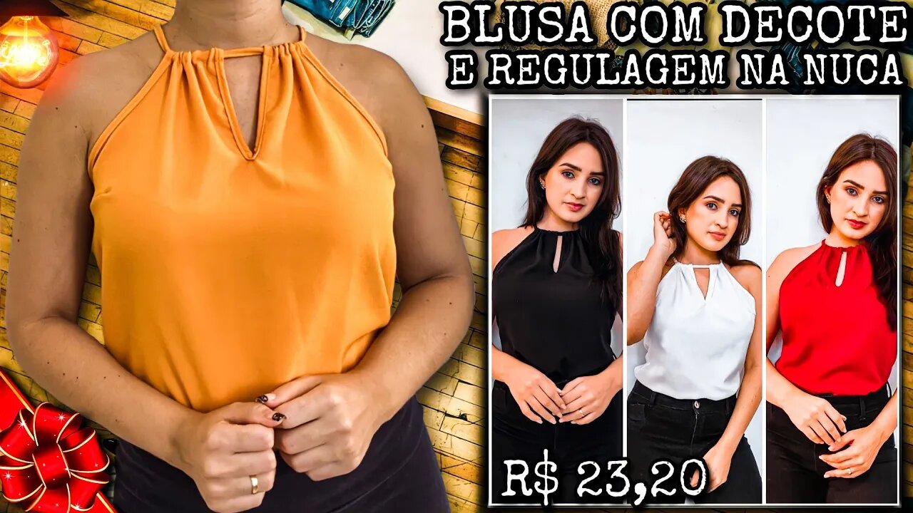 Blusa Verão Regata Com Decote e Regulagem na Nuca/@shopee