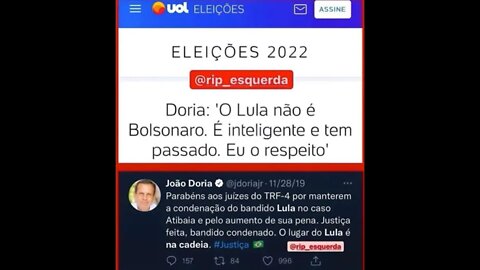 Hipocrisia de Dória em relação ao LULA - PSDB e PT sempre foram um unico partido?