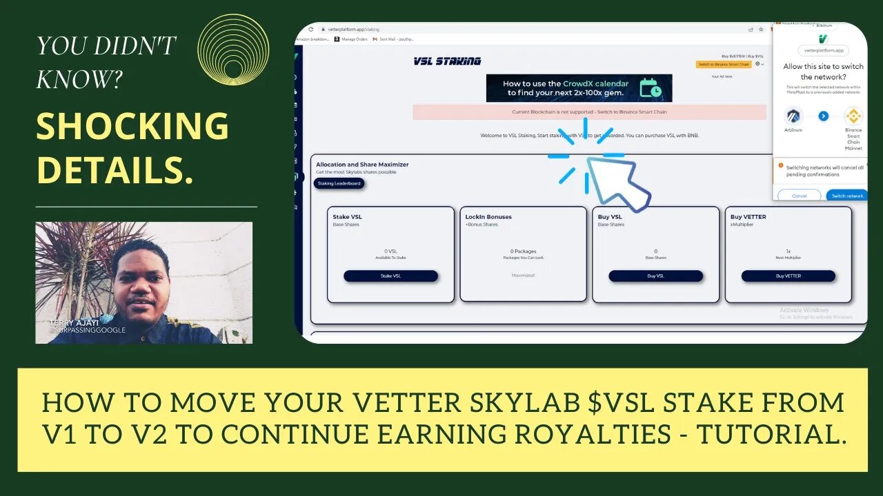 How To Move Your Vetter Skylab $VSL Stake From V1 To V2 To Continue Earning Royalties - Tutorial.