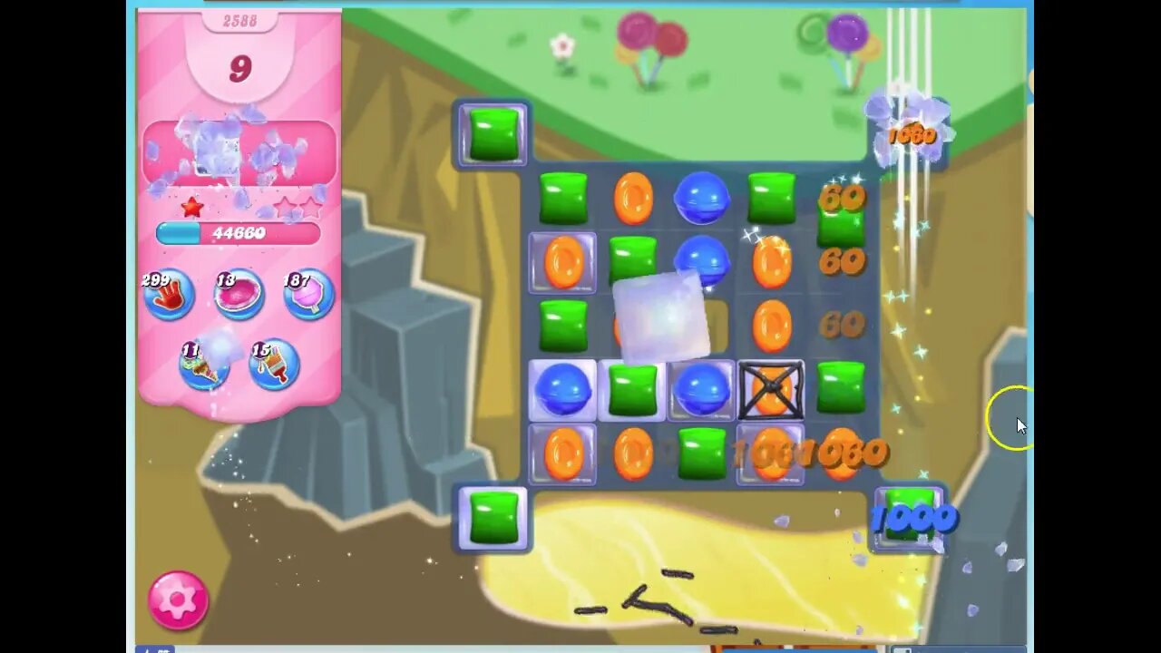 Candy Crush Level 2588 Audio Talkthrough, 1 Star 0 Boosters