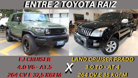 ENTRE 2 CARROS - TOYOTA FJ CRUSER X TOYOTA LAND CRUISER PRADO - BRUTOS QUE SOBEM ATÉ PAREDE