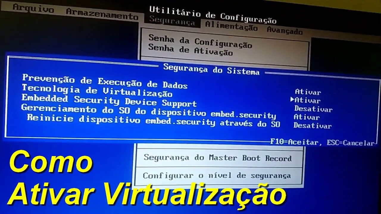 Como ativar a Tecnologia Intel de Virtualizacao na Bios (setup) para criar unidades virtuais 64 bit
