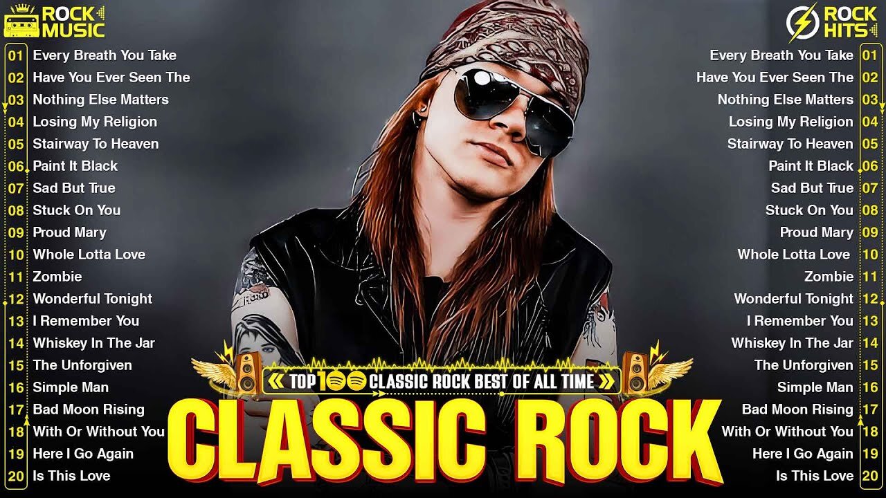 Best Classic Rock Songs 70s 80s 90s 🔥 Guns N' Roses, Aerosmith, Bon Jovi, Metallica, Queen, ACDC, U2