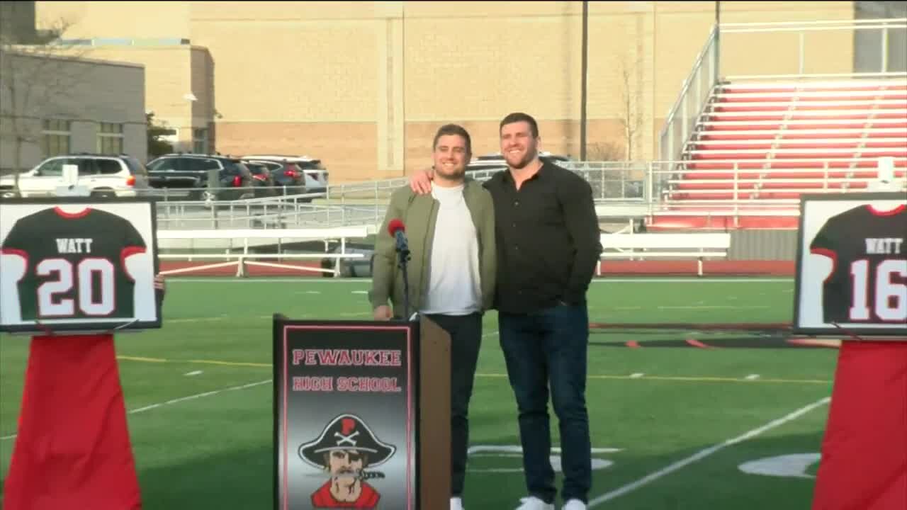 Derek and TJ Watt jerseys retired by Pewaukee High School