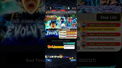 Dragon Ball Legends - The Time To Evolve Consecutive Summon Openings