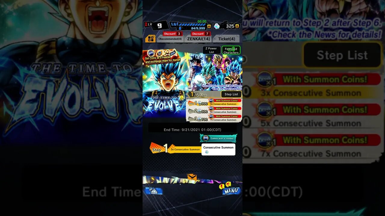Dragon Ball Legends - The Time To Evolve Consecutive Summon Openings