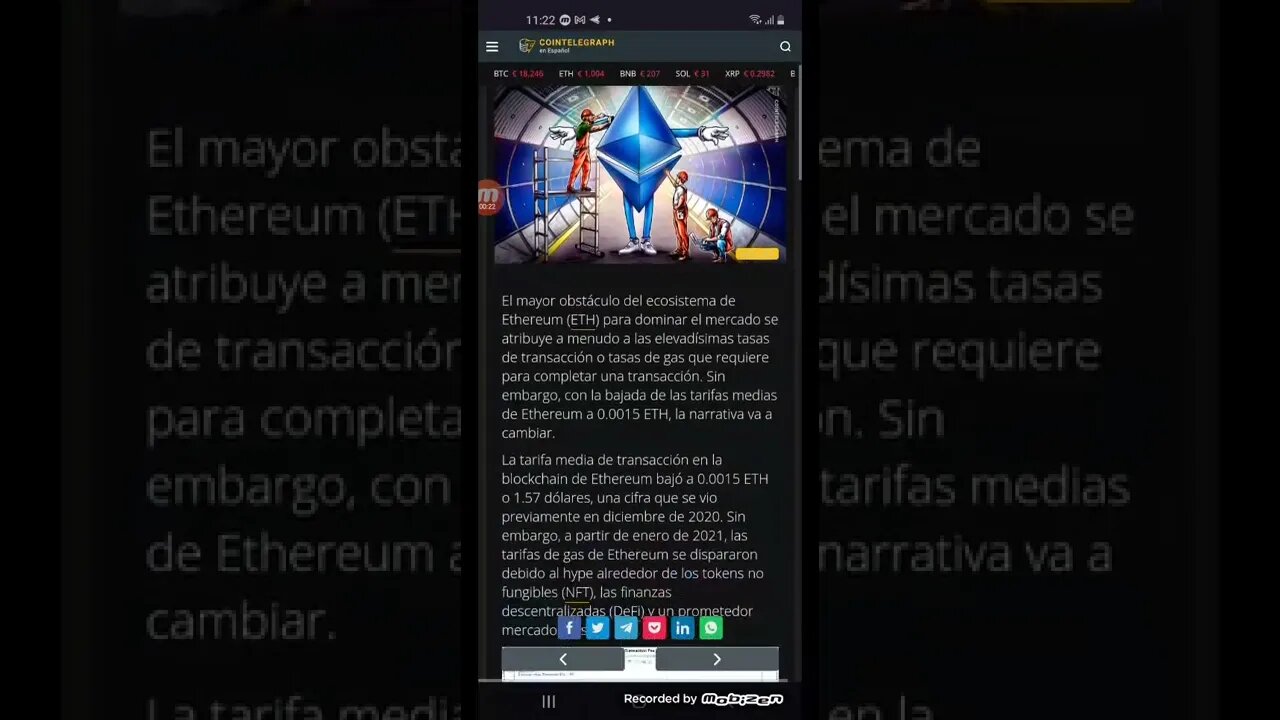 eth baja su gas temporalmente