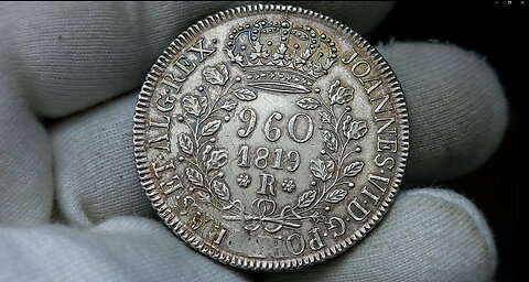 Lindo Patacão de 960 Reis de 1819 Carimbo Rio de Janeiro