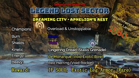 Destiny 2 Legend Lost Sector: Dreaming City - Aphelion's Rest on my Warlock 12-27-22