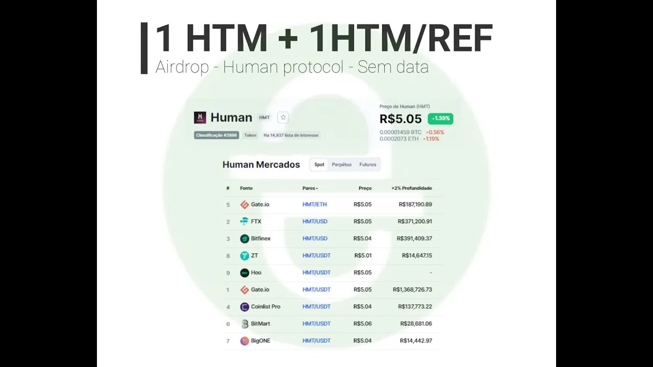 Airdrop - Human protocol - 1 HTM + 1 HTM/REF