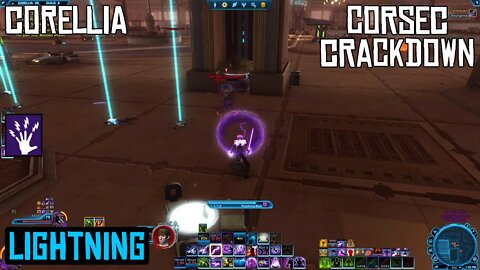 SWTOR Daily Corellia Heroic | Corsec Crackdown | Level 75 Lightning Sorcerer | 2020 Gameplay