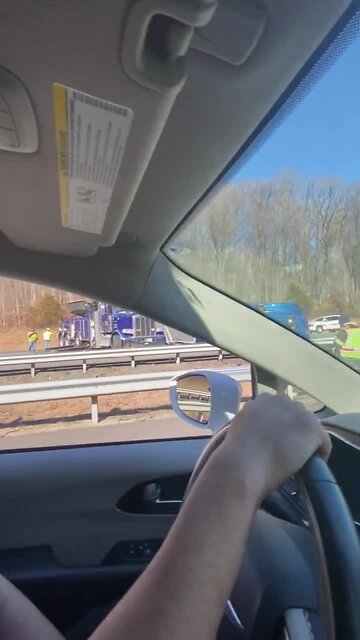 Overturned tractor trailer