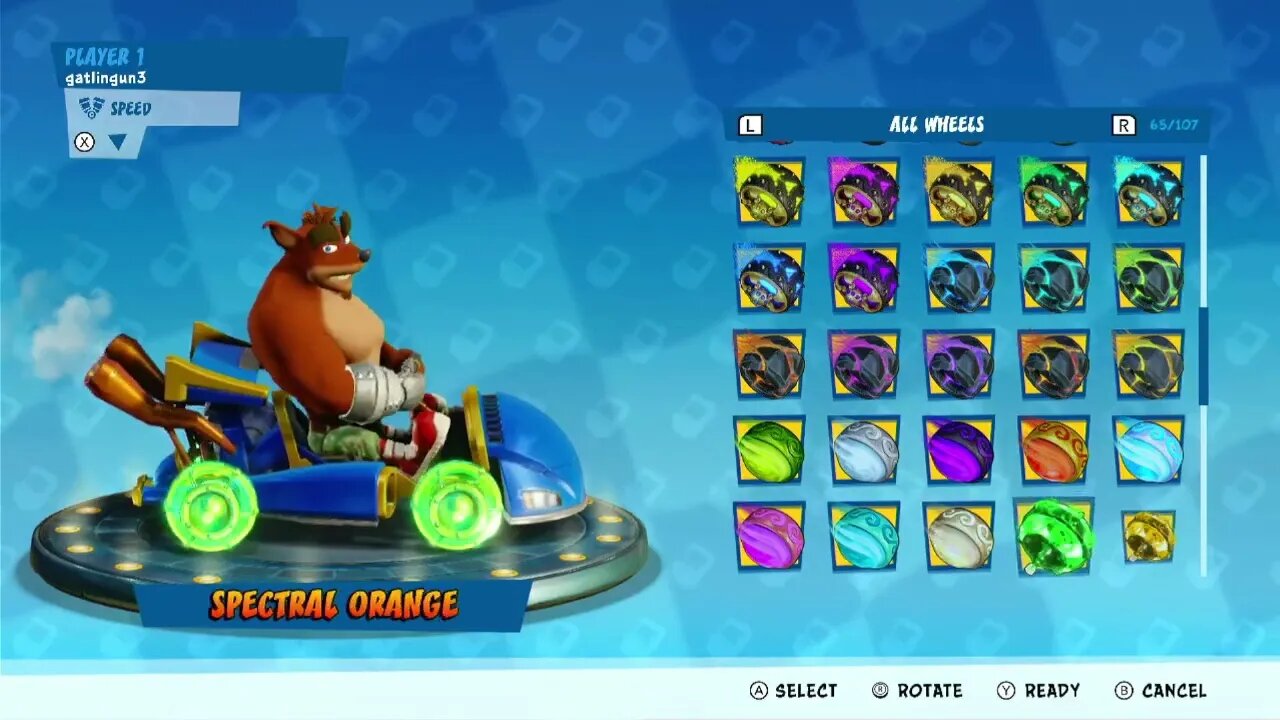 All Wheels Showcase On Team Bandicoot Kart - Crash Team Racing Nitro-Fueled