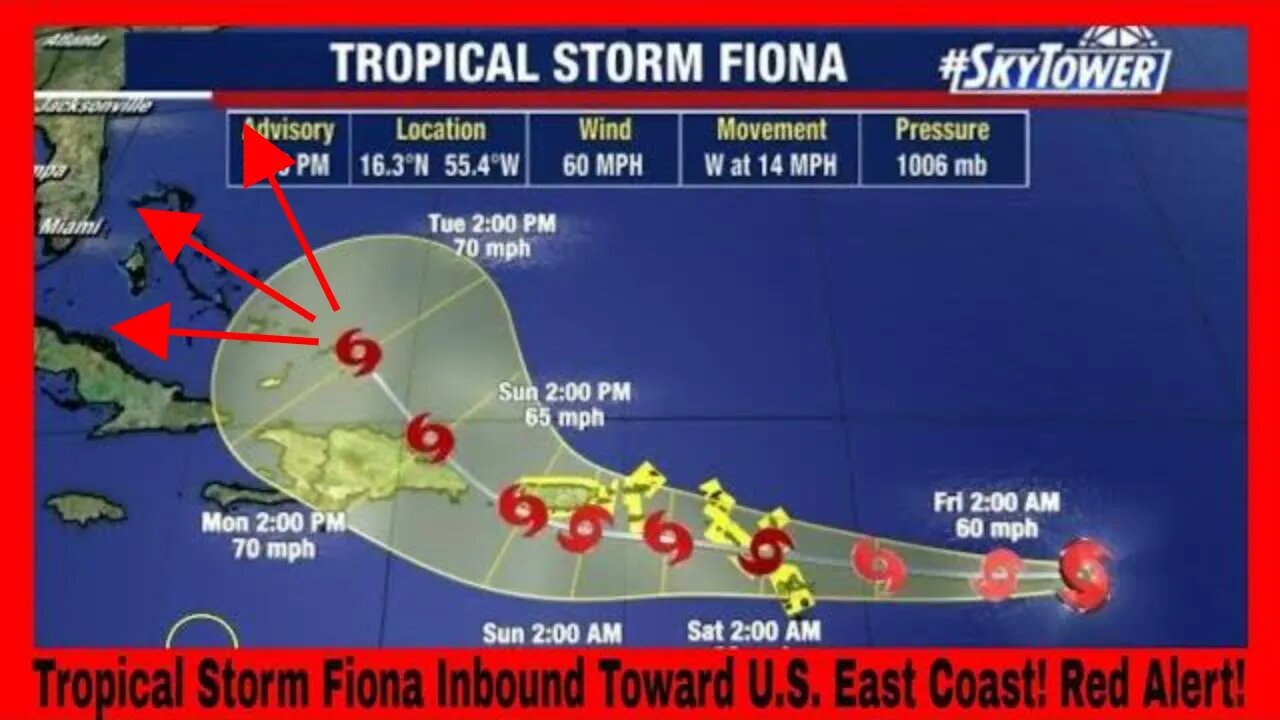 Tropical Storm/ Hurricane Fiona Headed Towards U.S. East Coast! Red Alert!