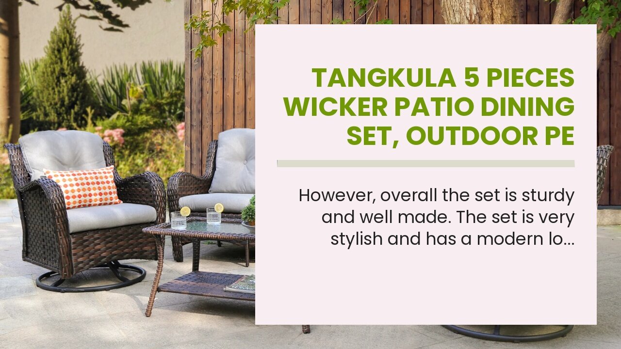 Tangkula 5 Pieces Wicker Patio Dining Set, Outdoor PE Rattan Chairs Table Set with 4 Seat Cushi...