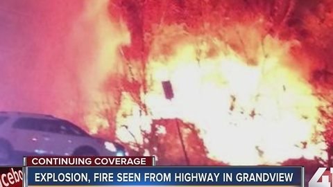 Explosion, fire seen from highway in Grandview