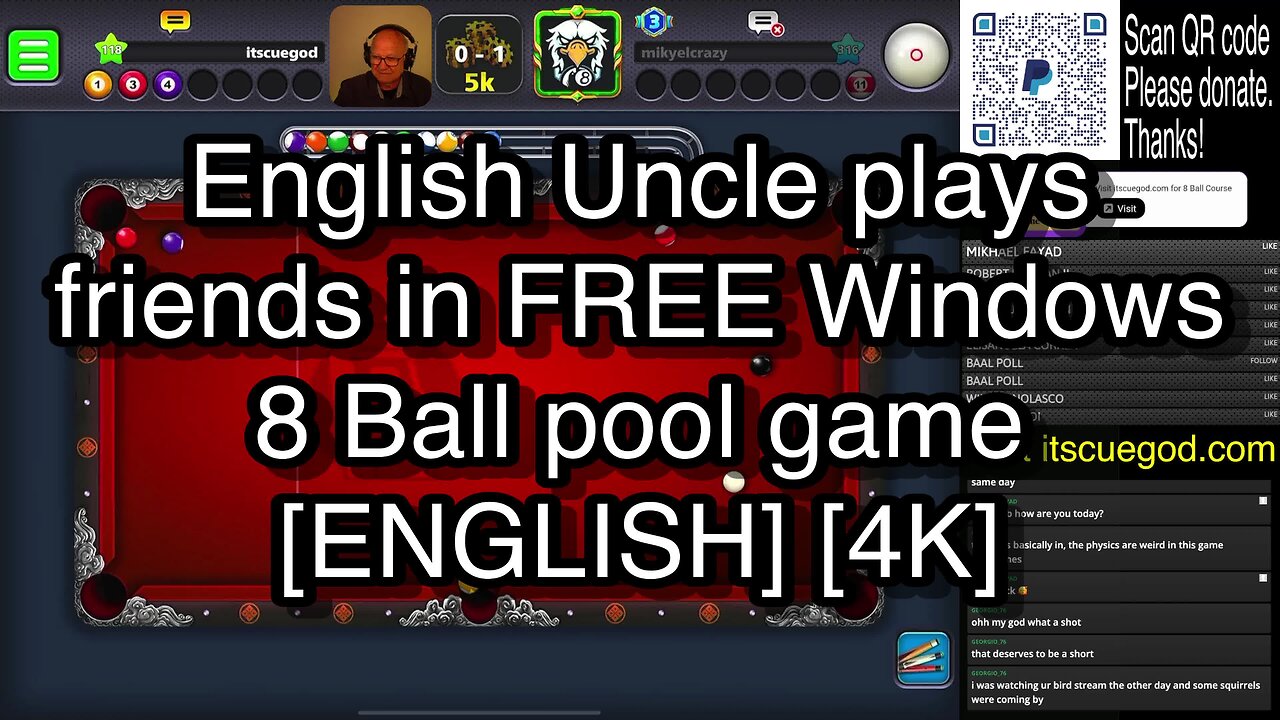 English Uncle plays friends in FREE Windows 8 Ball pool game [ENGLISH] [4K] 🎱🎱🎱 8 Ball Pool 🎱🎱🎱