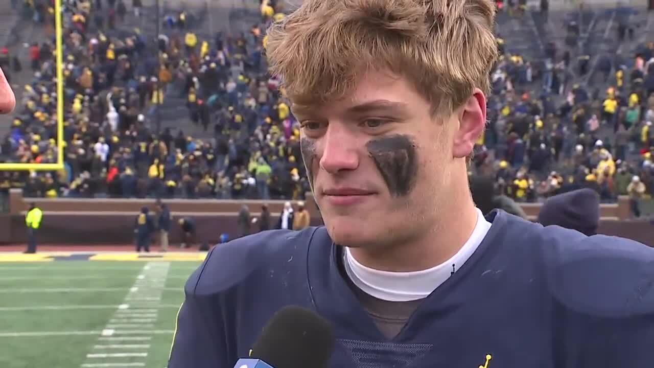 INTERVIEW: JJ McCarthy talks one-on-one with Brad Galli after Michigan beats Illinois to get to 11-0