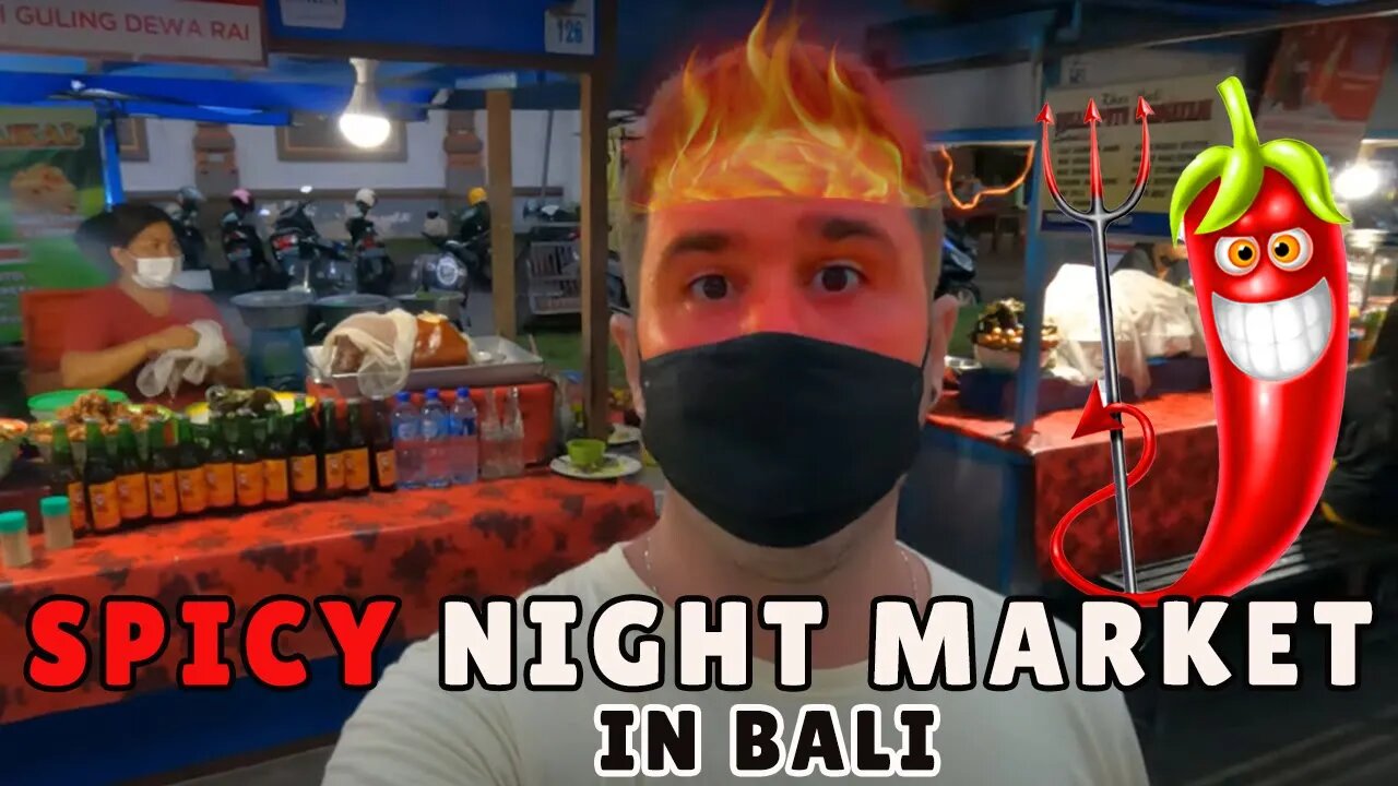 Trying SPICY Indonesian Food In The Night Market Bali Gianyar 2021