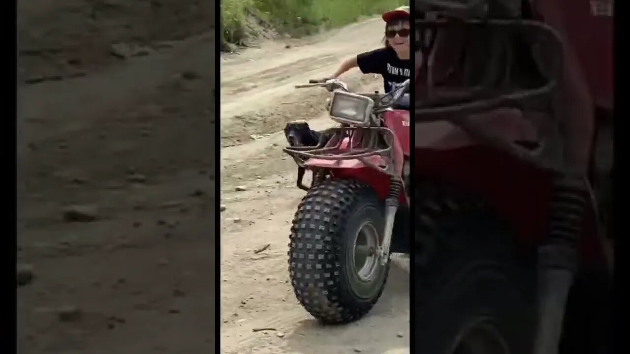 Bumper skiing 6 year old driving trike