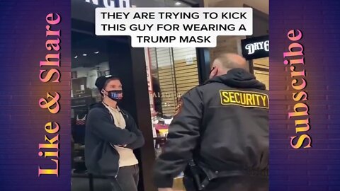 Security kicks a guy out of the mall for wearing a Trump mask