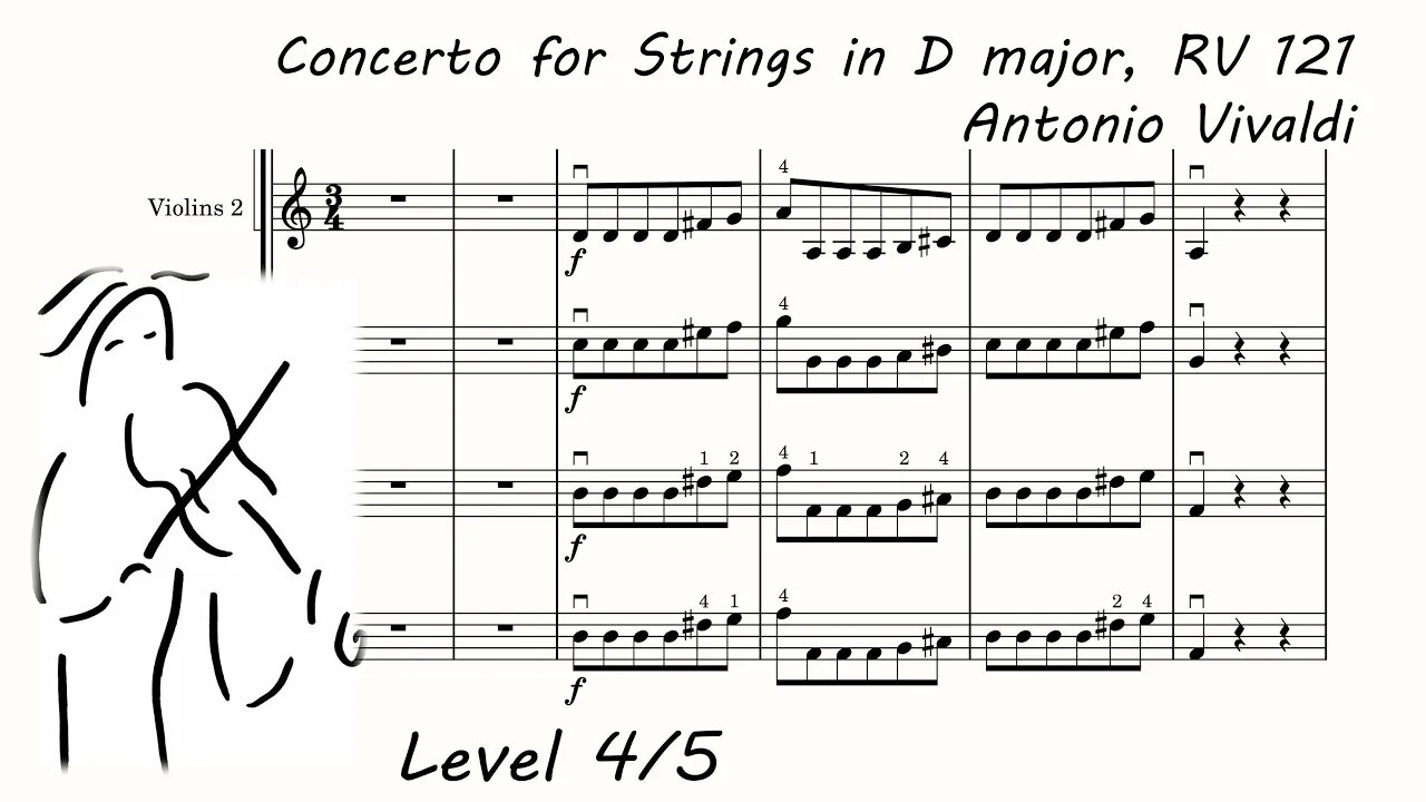 Concerto for Strings in D major, RV 121. Antonio Vivaldi. Play Along. Music Score for Orchestra.