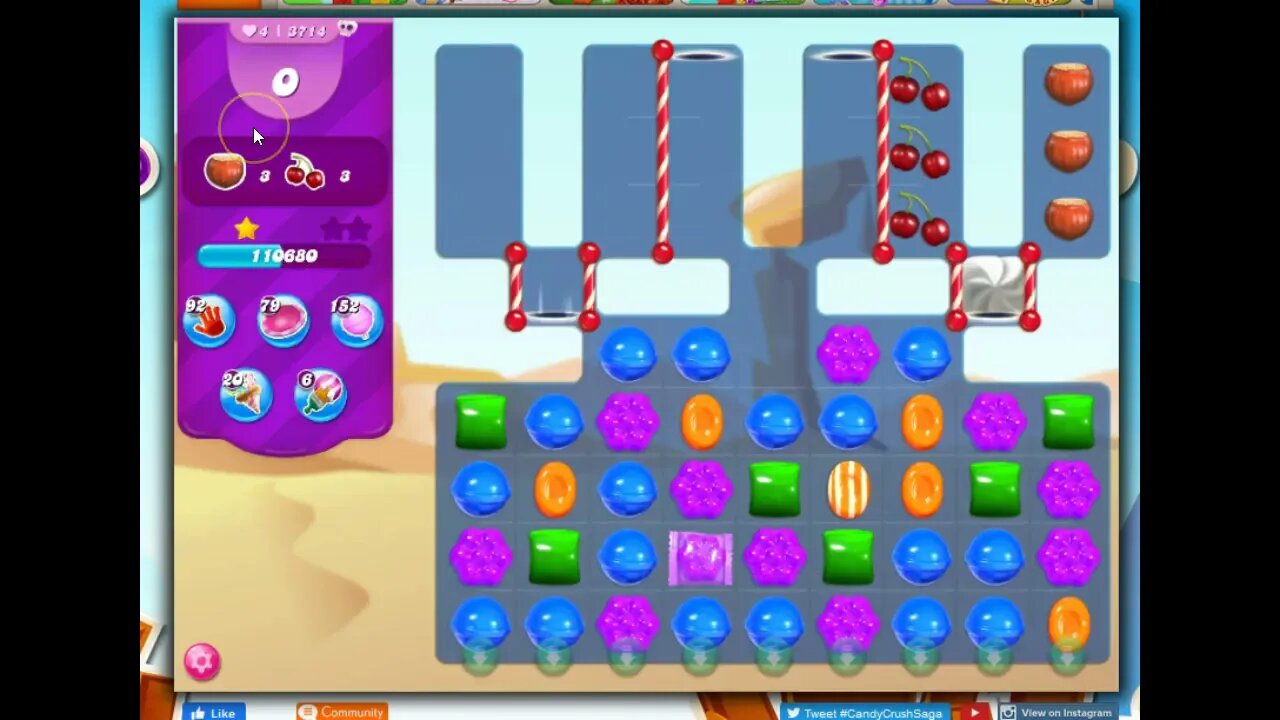 Candy Crush Level 3714 Talkthrough, 15 Moves 0 Boosters