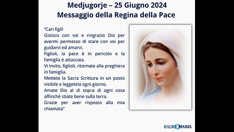 #MEDJUGORJE, 25 GIUGNO 2024 - “MESSAGGIO DELLA REGINA DELLA PACE CON IL COMMENTO DI PADRE LIVIO!!”😇💖🙏