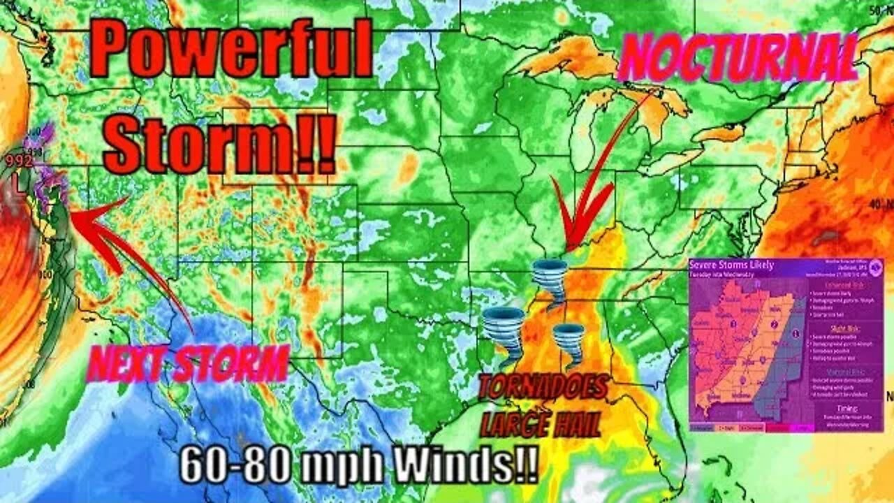 Powerful Storm Starting Today, Hurricane Winds, Tornadoes & Large Hail - The WeatherMan Plus