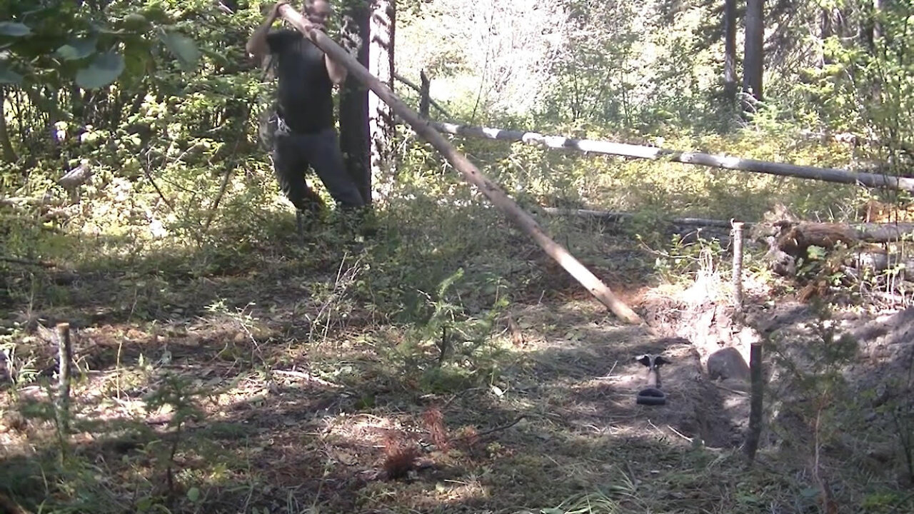 Log Cabin Part 1 - Bushcraft Shelter - Building a small log cabin with only hand tools before winter