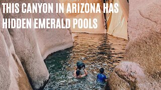 This Pink Slot Canyon In Arizona Is Home To Dreamy Emerald Swimming Pools