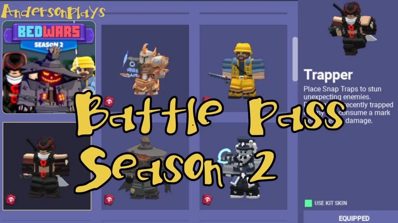 AndersonPlays Roblox BedWars 🎃 [SEASON 2!] - New Battle Pass Season 2 Update Trapper Game Play