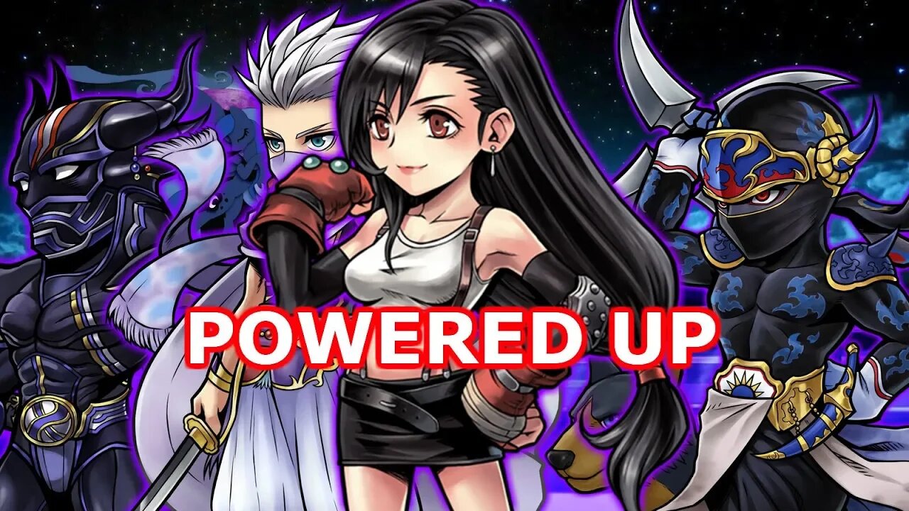 Tifa, Shadow, Edge, & Cecil power up with Powerful Artifacts