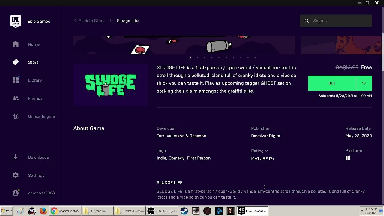 2020 Epic Store Free game SLUDGE LIFE