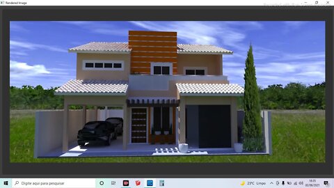 projeto 3d sobrado terreno fora de esquadro