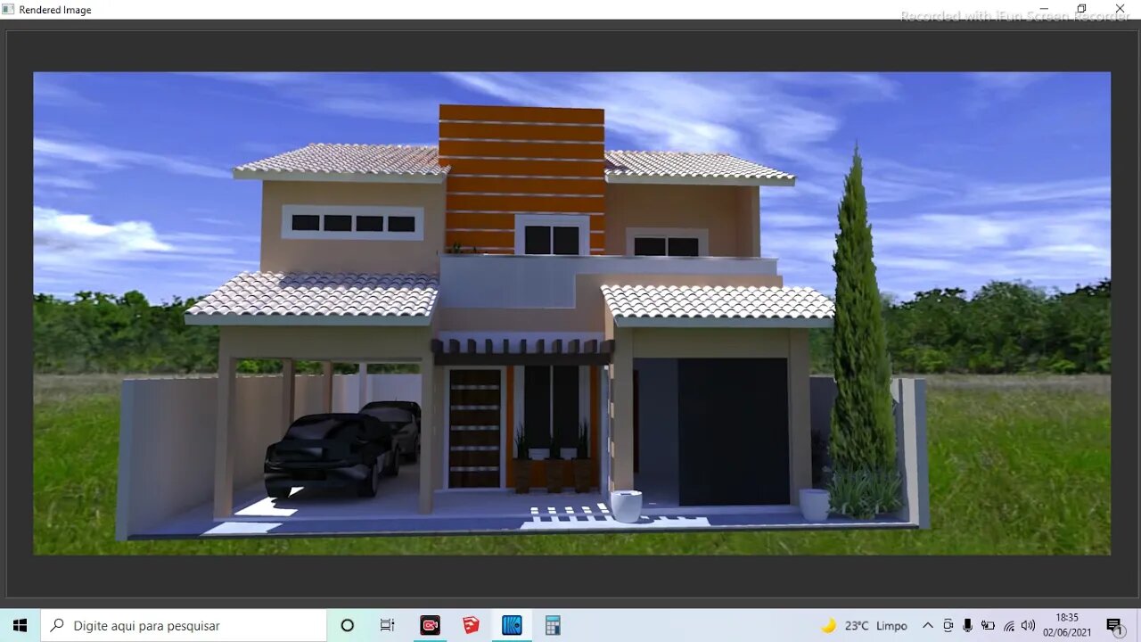 projeto 3d sobrado terreno fora de esquadro