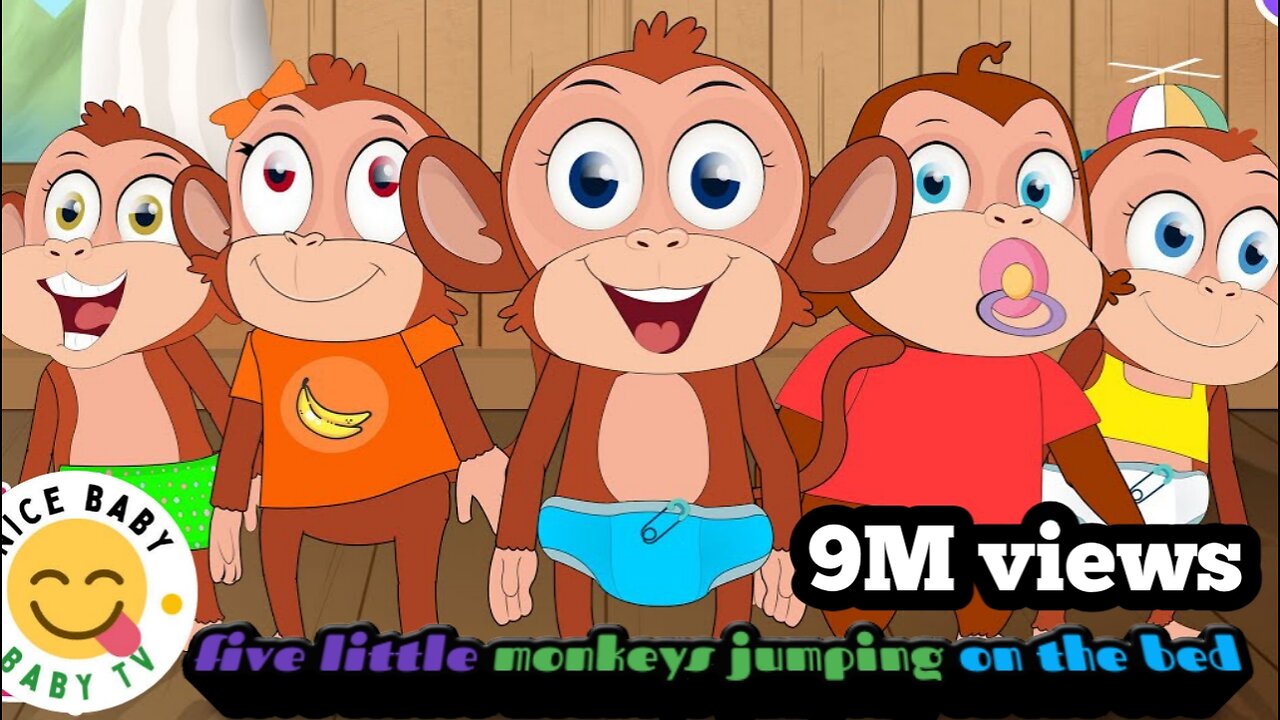 Five little monkeys jumping on the bed nicetv baby song nursery rhymes