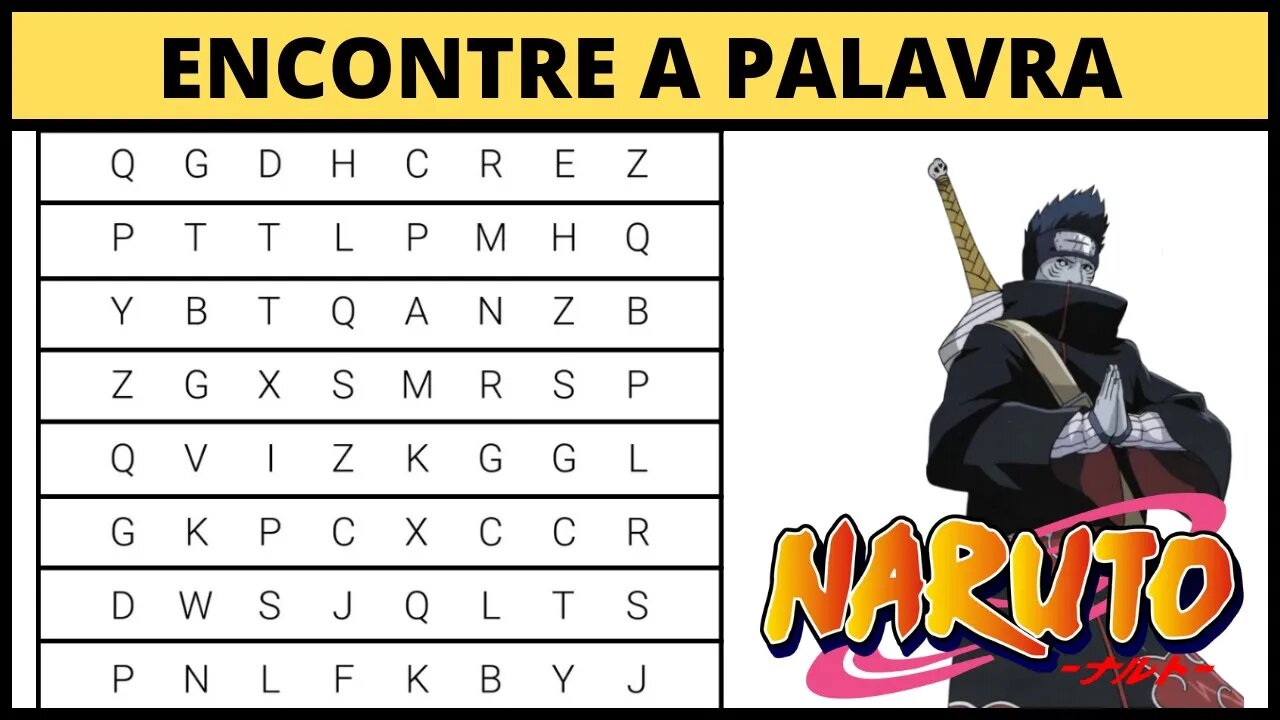 CAÇA-PALAVRAS DE NARUTO ✨ ADIVINHE O NOME DOS PERSONAGENS 💥 QUIZ DE NARUTO