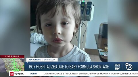 La Mesa boy hospitalized due to baby formula shortage