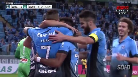 Os Gols do Jogo Grêmio RS 3 x 1 Coritiba PR Copa do Brasil 27 08 2015