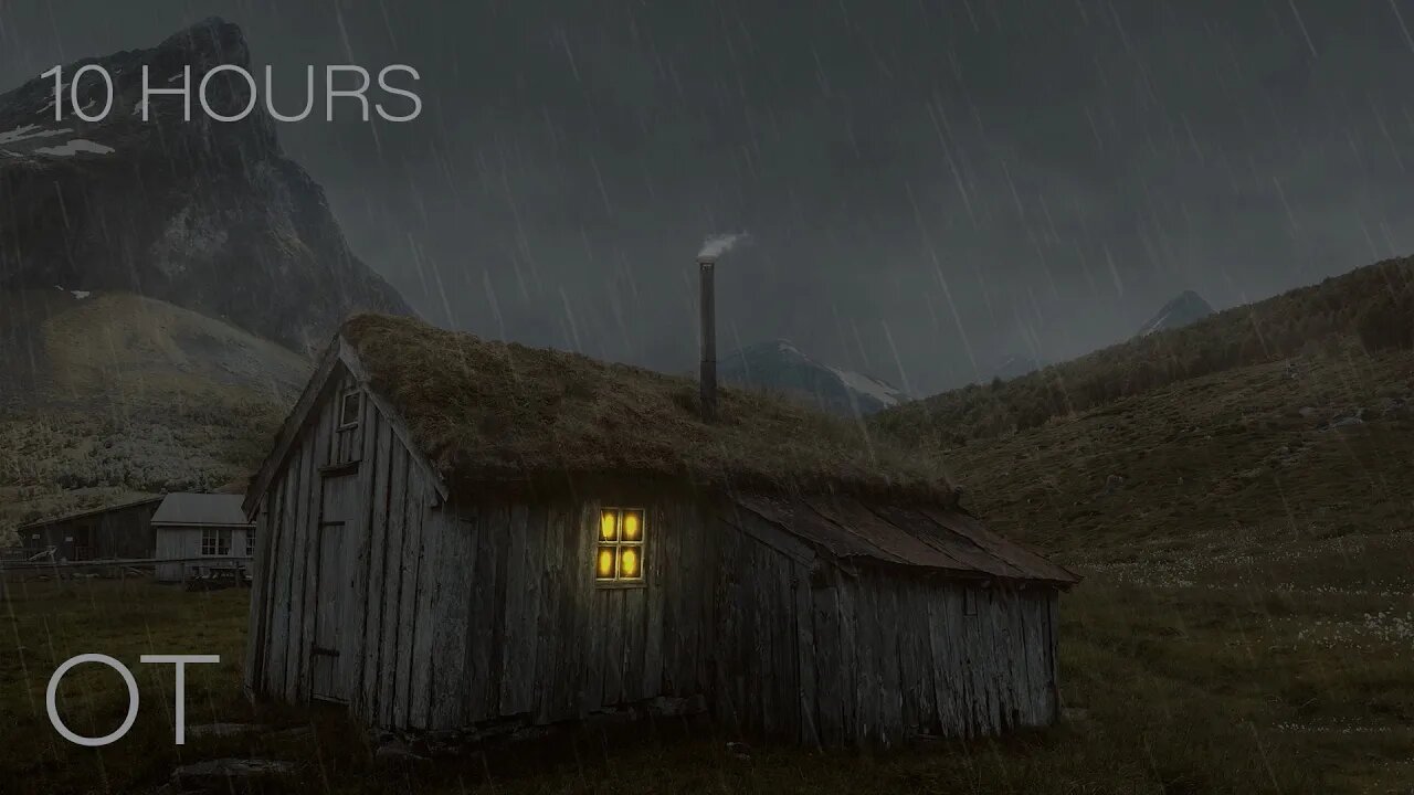 Stormy Night in the Norwegian Mountains | Steady Rain & Cracking Thunder | Relax | Study | Sleep