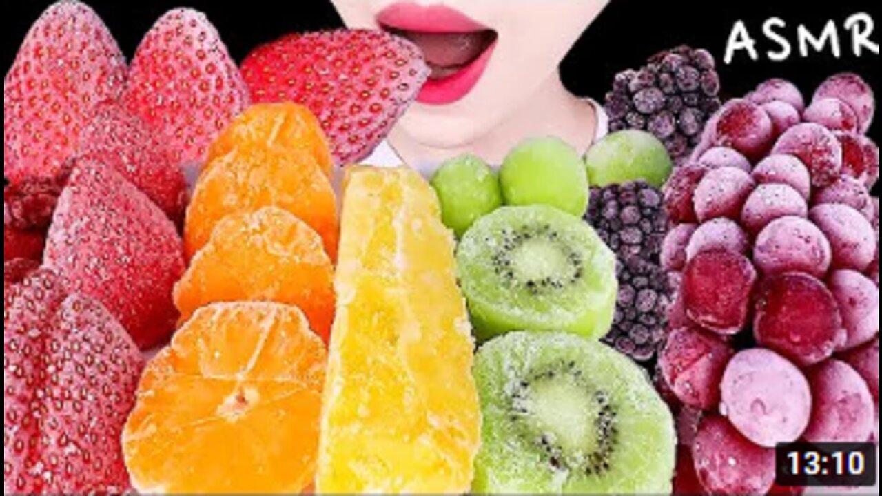 ASMR FROZEN FRUITS 얼린과일 STRAWBERRY, GRAPE, KIWI, PINEAPPLE, BLACKBERRY etc. EATING SOUNDS MUKBANG 먹방